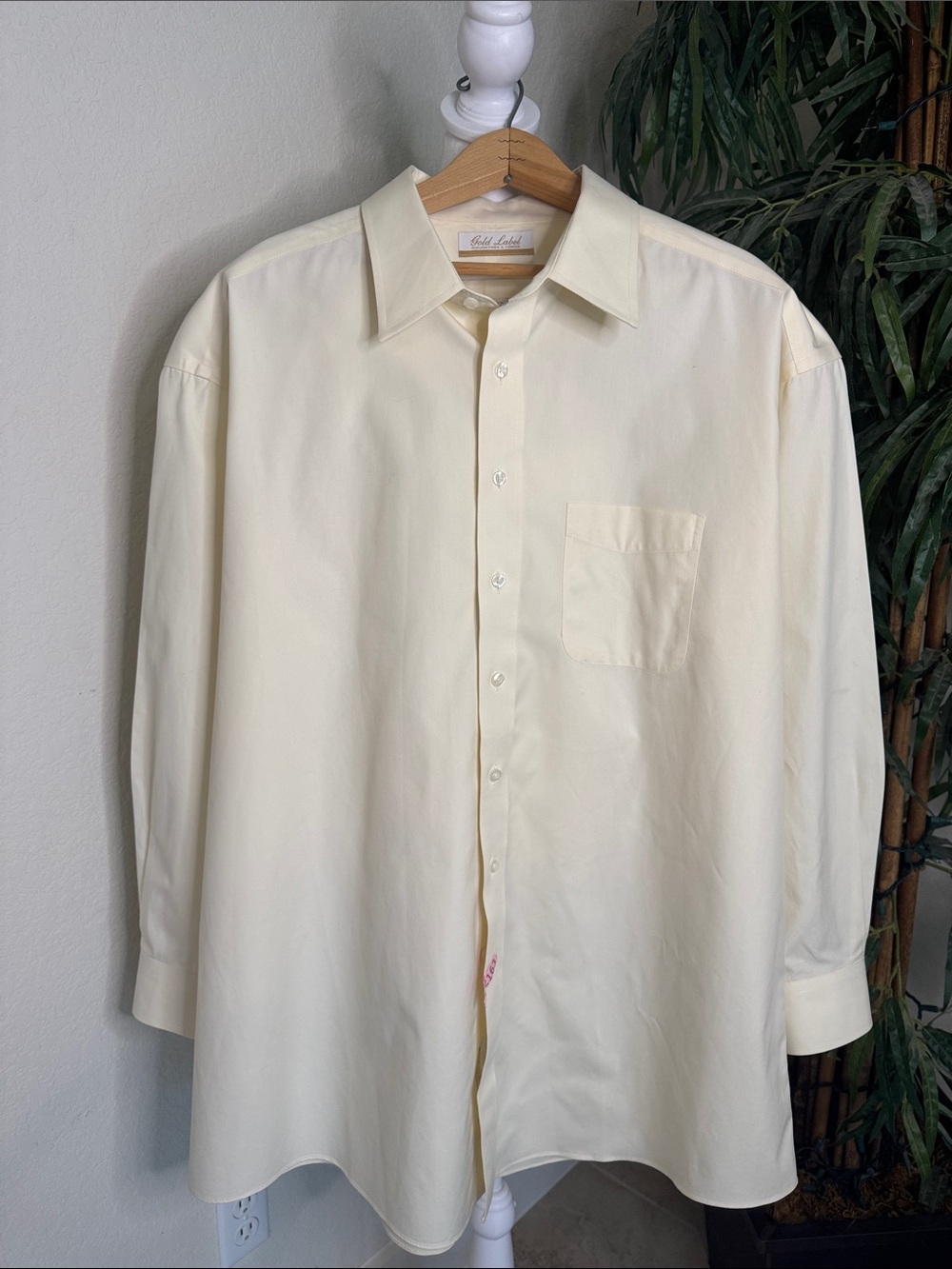 Roundtree & Yorke Gold Label Classic Light Yellow Dress Shirt Men's Size 17 1/2 - Picture 12 of 12